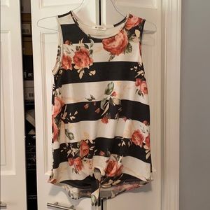 Cream with pink roses tank top